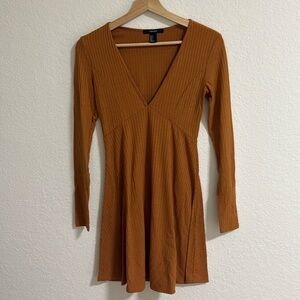 Forever 21 Ginger Yellow Flare Dress Long Sleeve